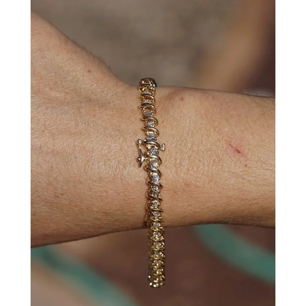 3 Ct 14k Solid Gold Natural VS1 Round Diamond Tennis Bracelet 7 3/8